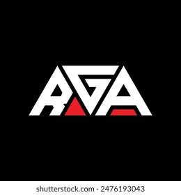 RGA Dreieck Buchstaben Logo Design mit Dreieck Form. RGA Dreieck Logo Design Monogramm. RGA Dreieck Vektorgrafik Logo Vorlage mit Rot Farbe. RGA dreieckiges Logo Einfaches, elegantes und luxuriöses Design.