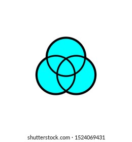 RGB or CMYK color flat vector thin outline icon. Spectrum digital mesh primary system panel. Theory gradient synthesis test. Selector swatch palette button picker. 