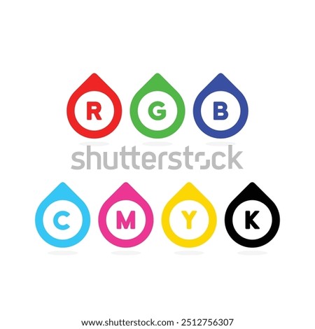 RGB and CMYK drop icons. Vector illustration