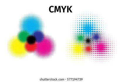 RGB and CMYK halftone vector illustration color