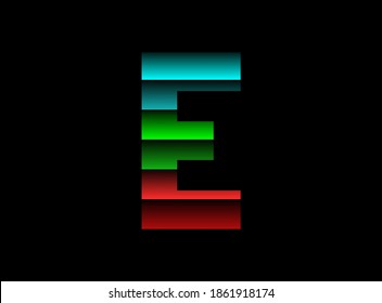 Rgb Farbe Schriftlogo, E-Brief Vektordesign. Dynamisch gespaltene rote, grüne, blaue Farbe auf schwarzem Hintergrund. Für soziale Medien, Design-Elemente, Kreativposter, Webvorlagen und mehr   


