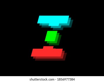 Rgb color font logo,  I letter vector desing.Dynamic split red, green, blue color on black background. For social media,design elements, creative poster, web template and more          