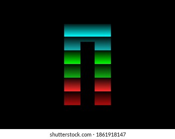 Rgb color font logo, N letter vector desing. Dynamic split red, green, blue color on black background. For social media,design elements, creative poster, web template and more  
