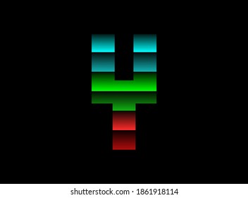Rgb color font logo, Y letter vector desing. Dynamic split red, green, blue color on black background. For social media,design elements, creative poster, web template and more  