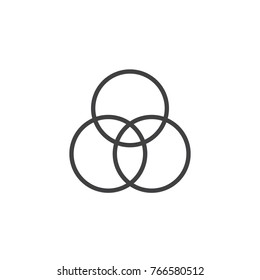 RGB color mode wheel mixing line icon, outline vector sign, linear style pictogram isolated on white. Symbol, logo illustration. Editable stroke
