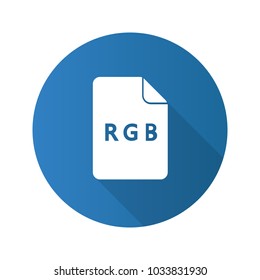 RGB color model flat design long shadow glyph icon. Red, green, blue color scheme. Vector silhouette illustration