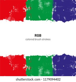 RGB colored brush strokes vector illustration