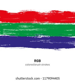 RGB colored brush strokes vector illustration