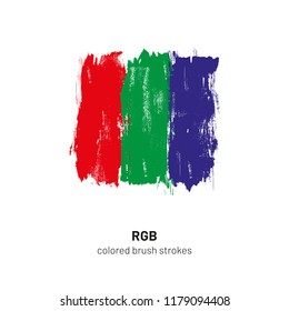 RGB colored brush strokes vector illustration