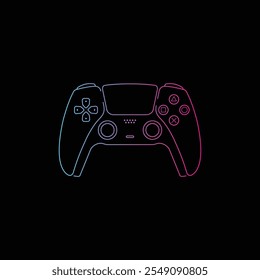 RGB colored Game controller line design. Wallpaper for game center. Controller sign. Hight quality game poster.