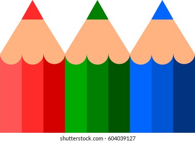 RGB colors of three pencils.