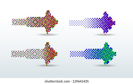 rgb dotted arrows vector illustration