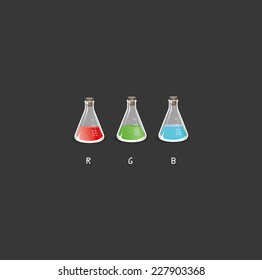 Rgb-Flaschen auf schwarzem Hintergrund, Vektorgrafik