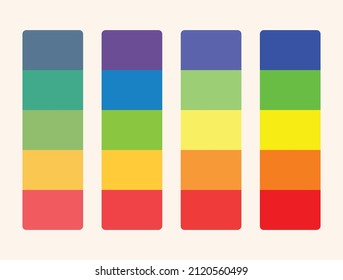 RGB HEX Color Guide Matching Rainbow Color Palettes Swatch Catalog Collection  Suitable for Branding  4 sets color palettes including each for 5 colors  red yellow green blue orange violet 