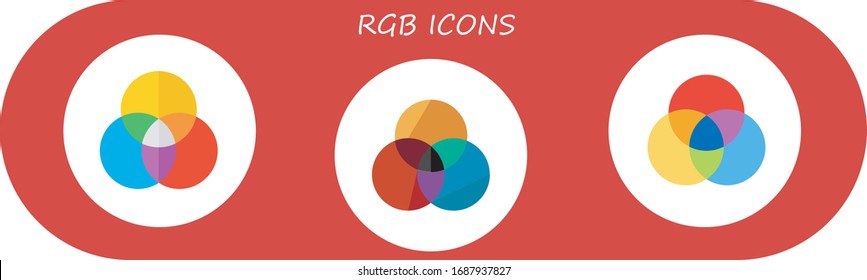 rgb icon set. 3 flat rgb icons.  Simple modern icons such as: