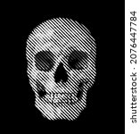 RGB line halftone skull from 3D rendering vector illustration.