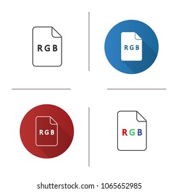 RGB model icon. Flat design, linear and color styles. Red, green, blue color scheme. Isolated vector illustrations