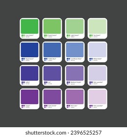RGB purple color combination palette with hex