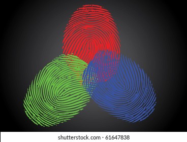 RGB - Red, Green, Blue fingerprint / thumbprint