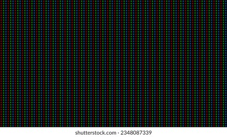 RGB Screen Dots Seamless Pattern. Analog Display Television. Close Up Screen Texture. Macro of LCD Computer Screen Displaying Pure RGB Pixels. Red Green Blue LED Panel. Vector Illustration.