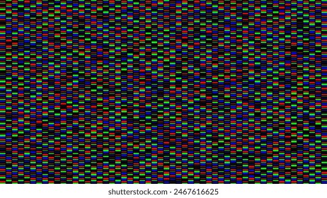 RGB Screen Dots Seamless Pattern. Analog Display Television. Close Up Screen Texture. Macro of LCD Computer Screen Displaying Pure RGB Pixels. Red Green Blue LED Panel. Vector Illustration.