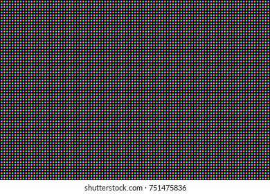 RGB Screen dots seamless pattern. Analog display television. Close Up Texture. Vector