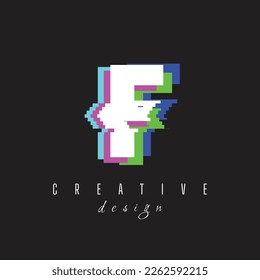 RGB Text F Letter Logo with No signal logo