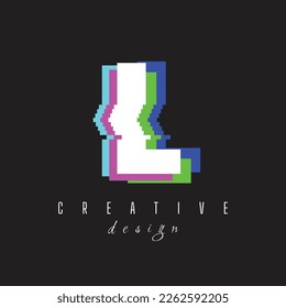 RGB Text L Letter Logo with No signal logo