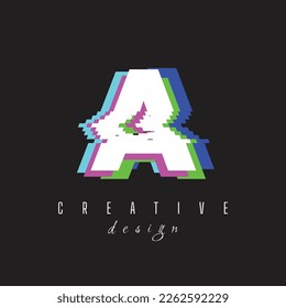 RGB Text A Letter Logo with No signal logo