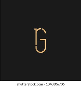 RG,GR logo vector. Initial letter logo, golden text on black background