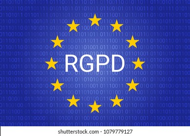 RGPD is GDPR: general data protection relation in French, Italian, Spanish. Vector illustration