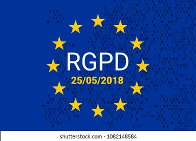 RGPD is GDPR: general data protection relation in French, Italian, Spanish. Vector illustration