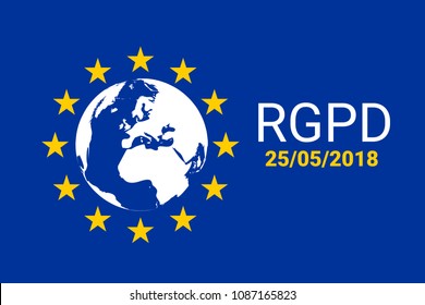 RGPD is GDPR: general data protection relation in French, Italian, Spanish. Vector illustration