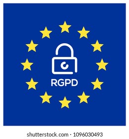 RGPD Is GDPR: General Data Protection Relation In French, Italian, Spanish. Vector Illustration.