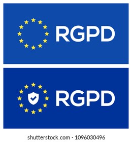 RGPD is GDPR: general data protection relation in French, Italian, Spanish. Vector illustration.