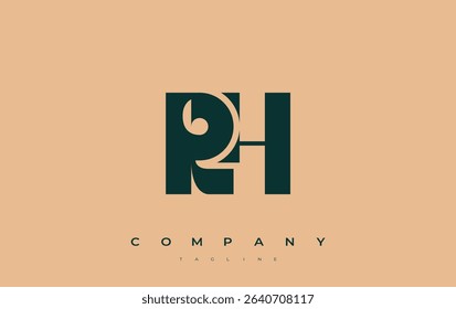 RH Abstract Geometric Logo Design. Modern and elegant logo design with simplistic typography elements, showcasing branding excellence.
