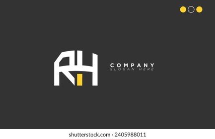 Letras alfabetas RH Iniciales Logotipo Monograma HR, R y H