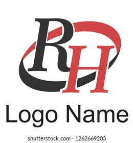 RH Alphabet logos, future techno alphabet, minimalistic vector typeface, Initial Logos