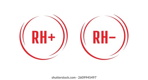 rh+, rh- blood icon vector	