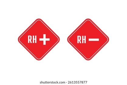 rh+, rh- blood icon vector	
