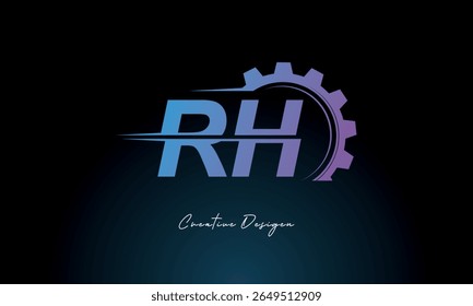 RH Gear Fusion Logo – Industrial Tech-Inspired Letter mark Futuristic Industrial Letter Mark Design for Technology and Engineering Brands.