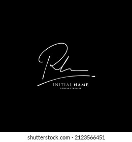 RH handwritten logo template. Initial signature vector