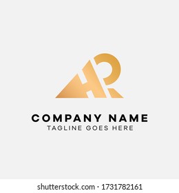 RH or HR company golden Initial logo design. 

