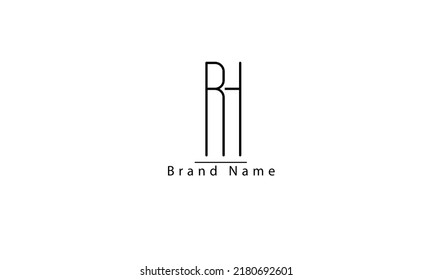 RH HR R H abstract vector logo monogram template