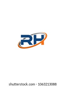 RH initial company blue orange swoosh logo