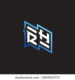 RH initial gaming team, youtube, twitch and clipart stock illustration logo