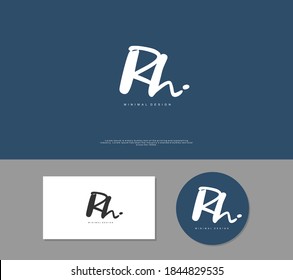 RH Initial handwriting or handwritten logo for identity. Logo with signature and hand drawn style.