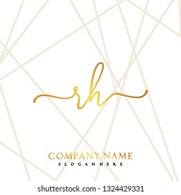 RH Initial Handwriting logo template vector