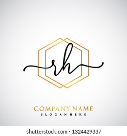 RH Initial Handwriting logo template vector