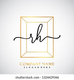 RH Initial Handwriting logo template vector